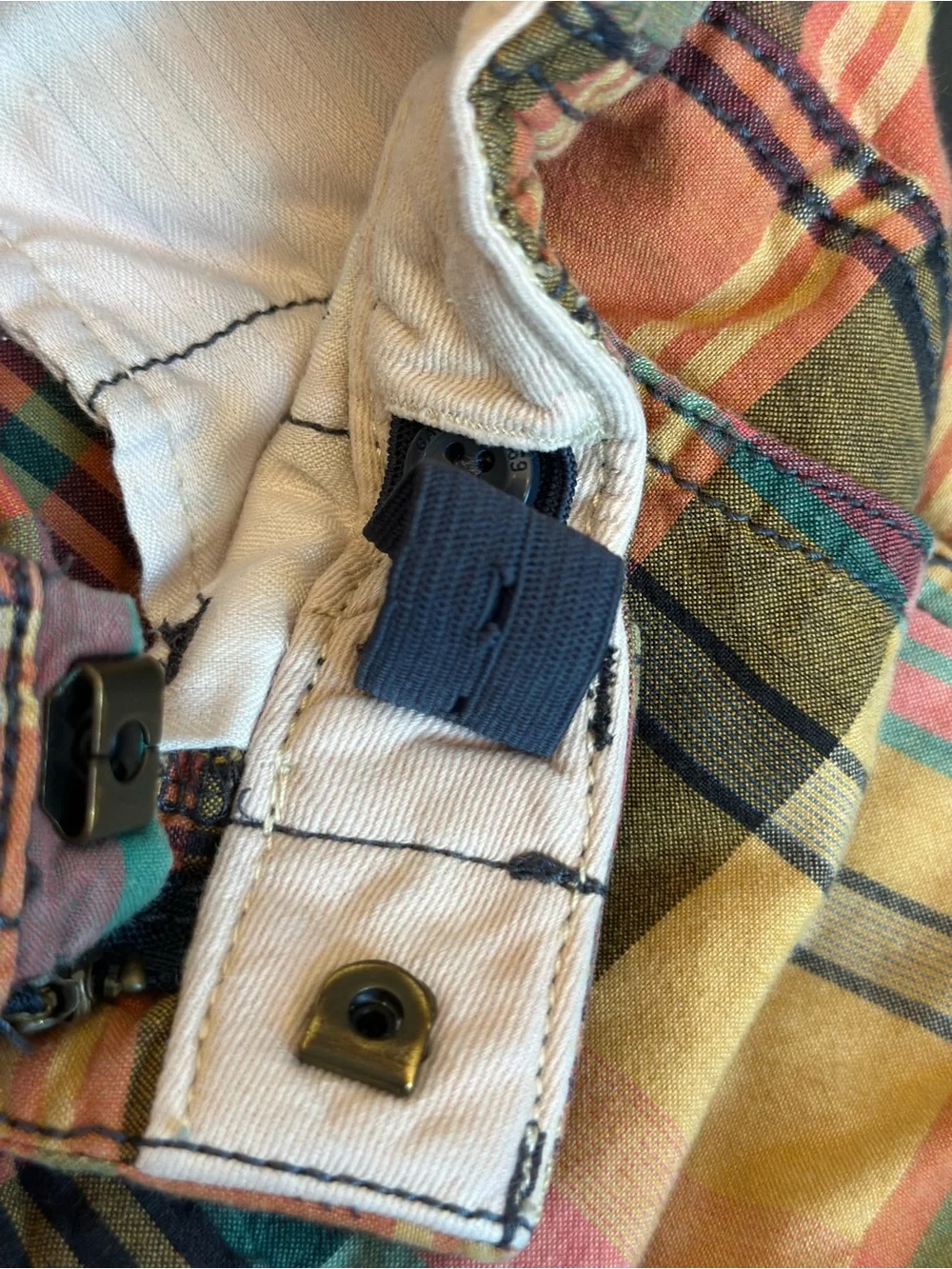 GAP Multicolor Plaid Cotton Shorts with Yellow and Teal